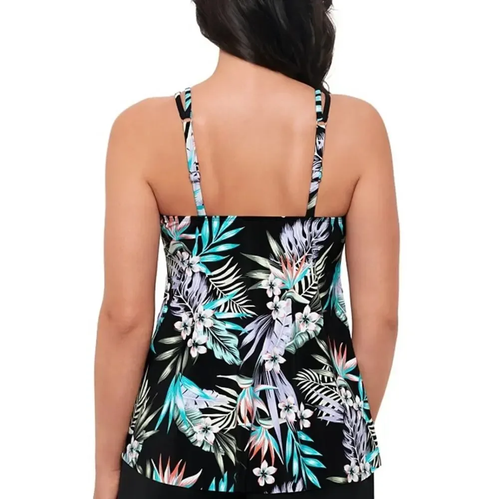Swim Solutions Women's Bring Me Flowers Tankini Top, In Tropical Print - Picture 2 of 6